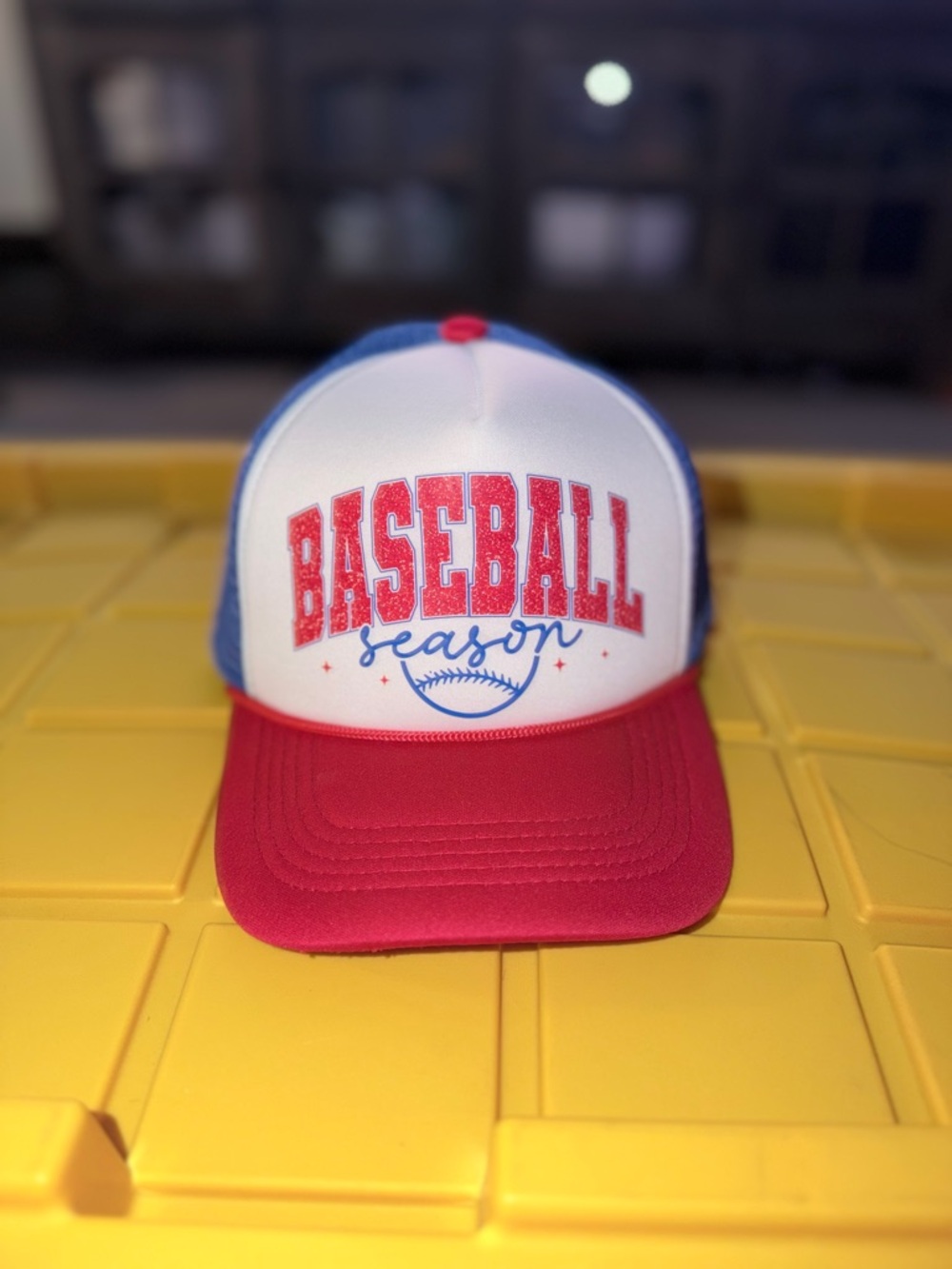 Baseball Season Trucker Hat - Red, White & Blue